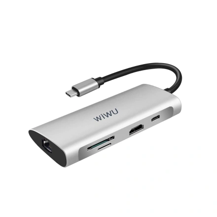 WiWU Alpha A831HRT 8 in 1 USB-C Hub Silver